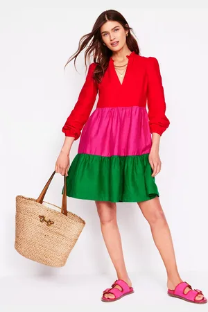 Boden Esme Tiered Linen Mini Dress