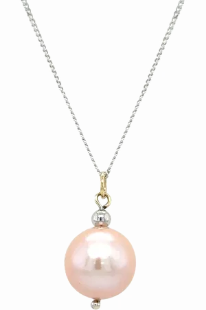 E.W Adams 9ct White Gold Cultured Freshwater Pearl Pendant
