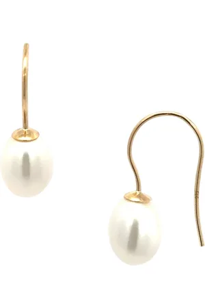 E.W Adams 9ct Yellow Gold Freshwater Pearl Hook Earrings