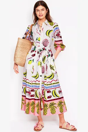 Boden Clara Linen Cotton Blend Printed Shirt Dress