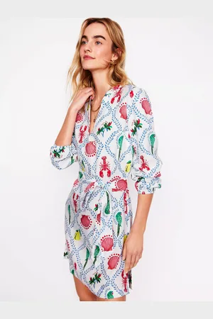 Boden Cleo Floral Tie-Waisted Linen Dress