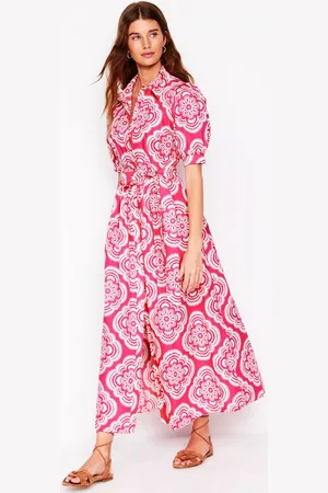 Boden Alexa Cotton Abstract Floral Maxi Shirt Dress
