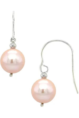E.W Adams 9ct White Gold Freshwater Pearl Hook Earrings