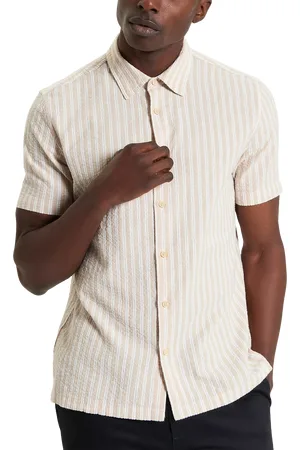Ben Sherman Cotton Blend Regular Fit Stripe Seersucker Shirt