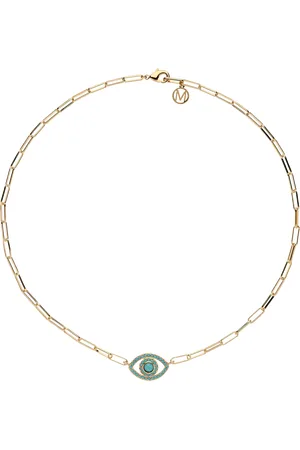 Melissa Odabash Turquoise Crystal Eye Paperclip Necklace