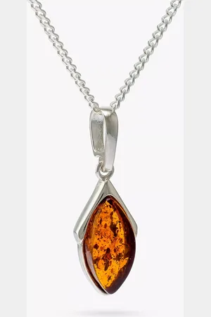 Be-Jewelled Marquise Baltic Amber Pendant Necklace