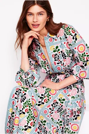 Boden Clara Cotton Floral Print Shirt Dress
