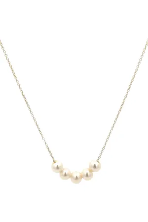 E.W Adams 9ct Yellow Gold Pearl String Necklace