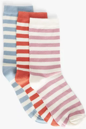 John Lewis Stripe Organic Cotton Mix Ankle Socks, Pack of 3