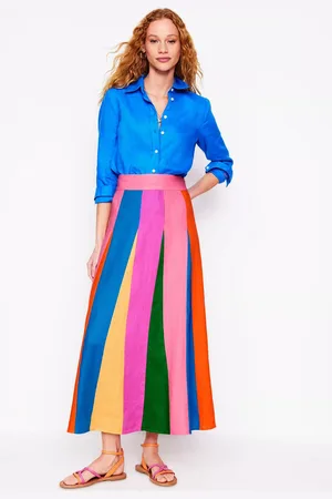 Boden Stripe Flippy Pure Linen Skirt