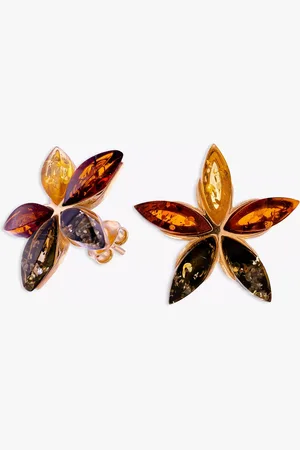 Be-Jewelled Amber Flower Stud Earrings
