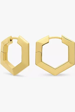 Rachel Jackson Mini Bevelled Hexagon Hoop Earrings