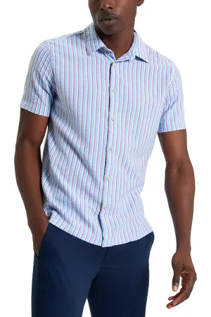 Ben Sherman Cotton Blend Regular Fit Stripe Seersucker Shirt