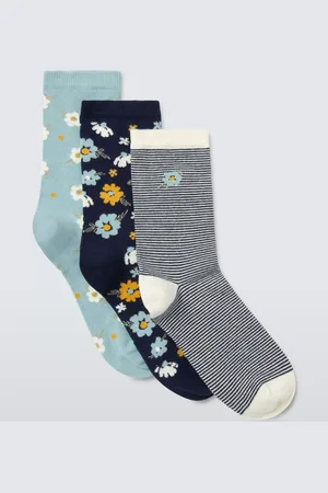 John Lewis Ditsy Flower Organic Cotton Mix Ankle Socks