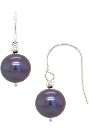 E.W Adams 9ct White Gold Freshwater Pearl Hook Earrings