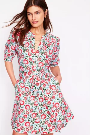 Boden Ada Cotton Short Sleeve Floral Print Dress