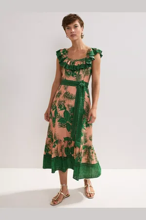 Phase Eight Sandra Linen Blend Floral Midi Dress