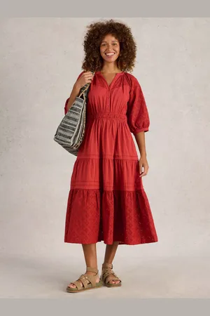 White Stuff Willow Organic Cotton Broderie Midi Dress
