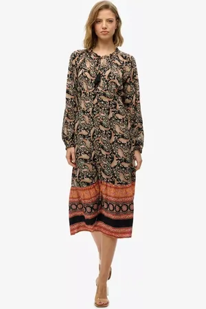 Superdry Printed Long Sleeve Midi Dress