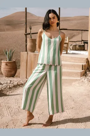 Chelsea Peers Stripe Linen Blend Cami Pyjama Set