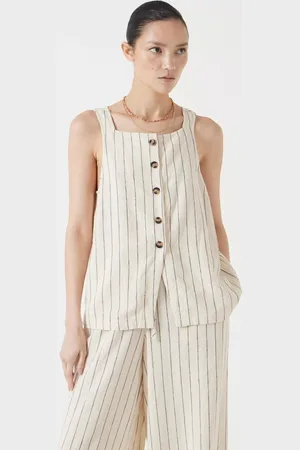 Hush Puppies Phoebe Stripe Linen Blend Waistcoat