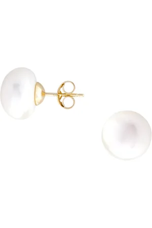 E.W Adams 9ct Yellow Gold Freshwater Pearl Bouton Stud Earrings