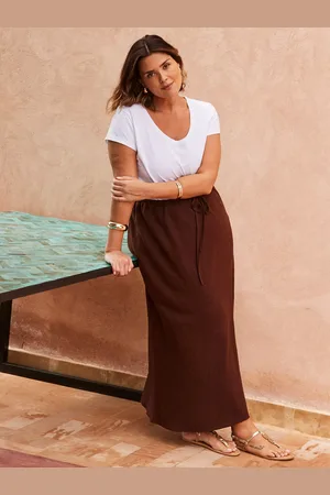 Live Unlimited London Curve Linen Blend Skirt