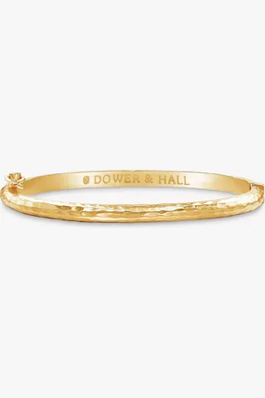 Dower & Hall 18ct Plated Medium Hinged Hammered Bangle