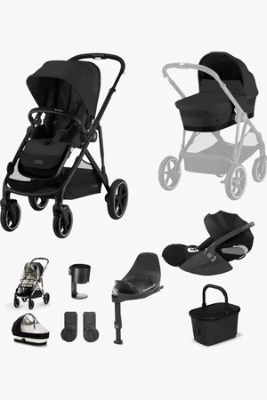 Cybex Gazelle S Lux Pushchair, Carrycot & Accessories with Cloud T & Base T Bundle, Moon Black
