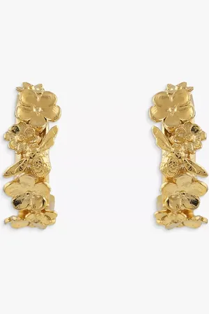 Alex Monroe Itsy Bitsy Bee Floral Huggie Hoop Earrings