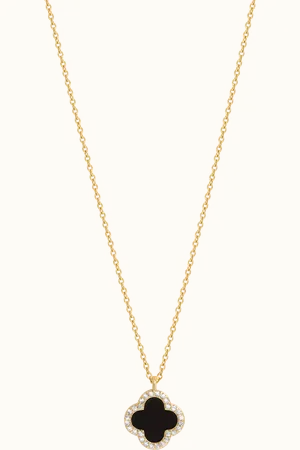 Jon Richard Plated and Jet Clover Pendant Necklace