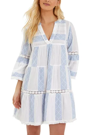 Accessorize Jacquard Flute-Sleeve Mini Dress