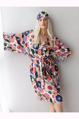 Rewritten Fiorello Abstract Floral Print Kimono Robe