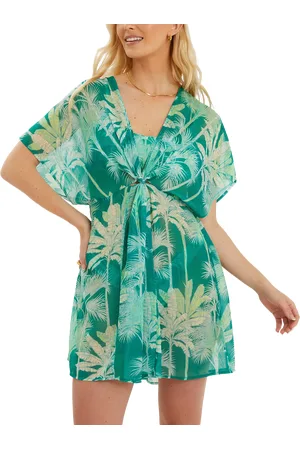 Accessorize Palm Print Chiffon Mini Kaftan