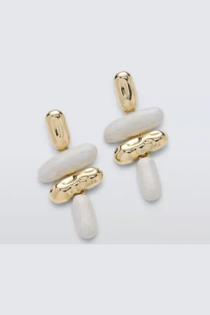 John Lewis Pebble Drop Earrings, White/Gold