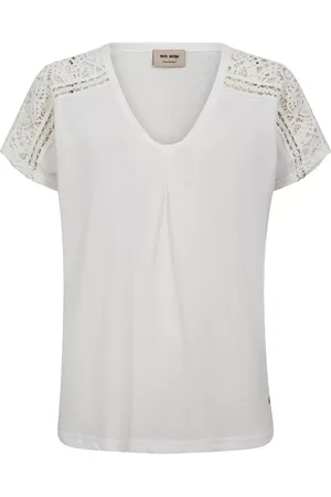 Mos Mosh Dayo V-Neck Broderie Anglaise Sleeve T-Shirt
