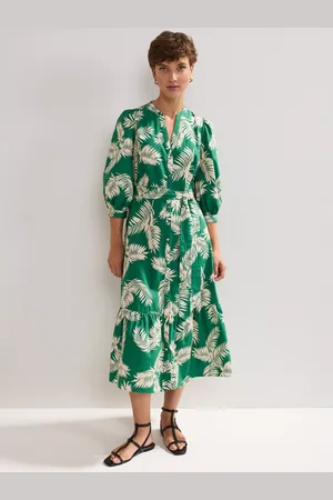 Phase Eight Louisa Palm Print Cotton Midi Dress