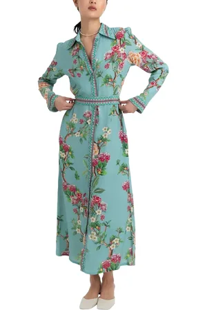 RAISHMA Enola Floral Print Midi Shirt Dress