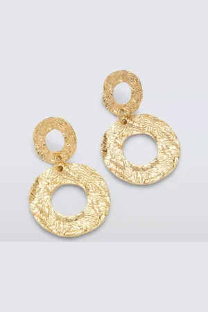 John Lewis Textured Hollow Circle Stud Drop Earrings