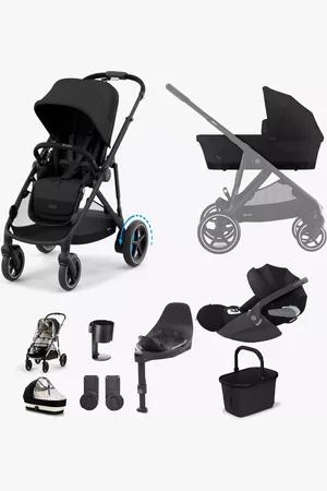 Cybex E-Gazelle S Pushchair, Carrycot & Accessories with the Cloud T Car Seat and Base T Bundle, Black