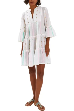 Accessorize Jacquard Stripe Flute Sleeve Mini Dress