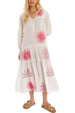 Accessorize Sun Embroidered Long-Sleeve Maxi Dress