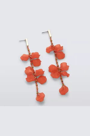 John Lewis Multi Petal Drop Earrings, Coral