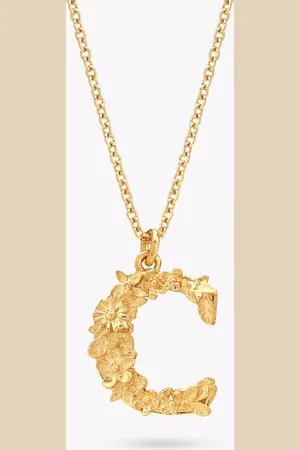 Alex Monroe 22ct Plated Sterling Silver Floral Initial Pendant Necklace