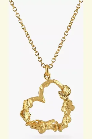 Alex Monroe Floral Heart & Baby Bee Pendant Necklace