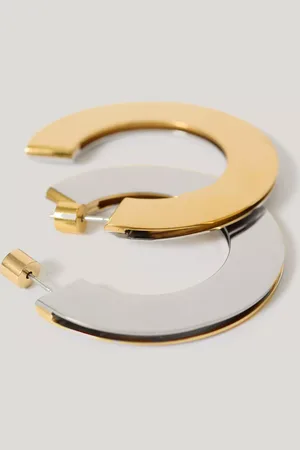 Jigsaw Two Tone Disc Hoop Earrings