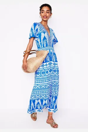 Boden Ellie Flutter Sleeves Maxi Jersey Tea Dress