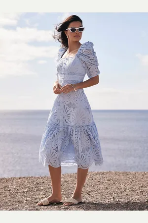 mint&berry Cotton Broderie Midi Dress
