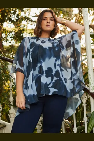 Live Unlimited London Curve Abstract Floral High Low Overlay Top