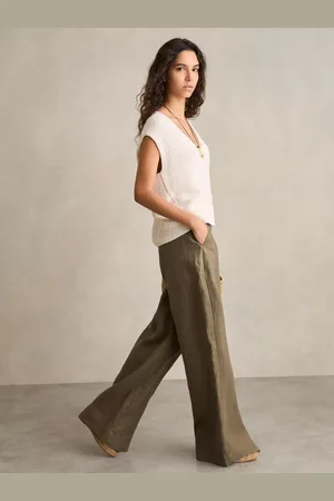 Reiss Petite Ashby Wide Leg Pure Linen Trousers
